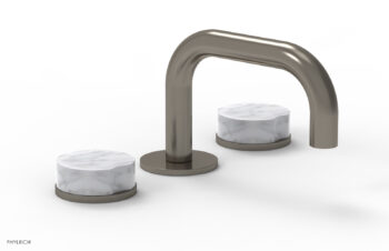 Phylrich CIRC - Widespread Faucet - Low Spout, Marble Handles 250L-03 - Pewter