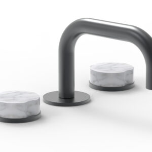 Phylrich CIRC – Widespread Faucet – Low Spout, Marble Handles 250L-03 – Gun Metal