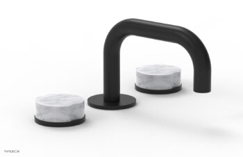 Phylrich CIRC - Widespread Faucet - Low Spout, Marble Handles 250L-03 - Matte Black