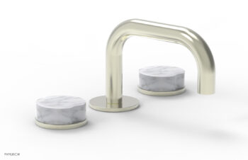 Phylrich CIRC - Widespread Faucet - Low Spout, Marble Handles 250L-03 - Satin Nickel