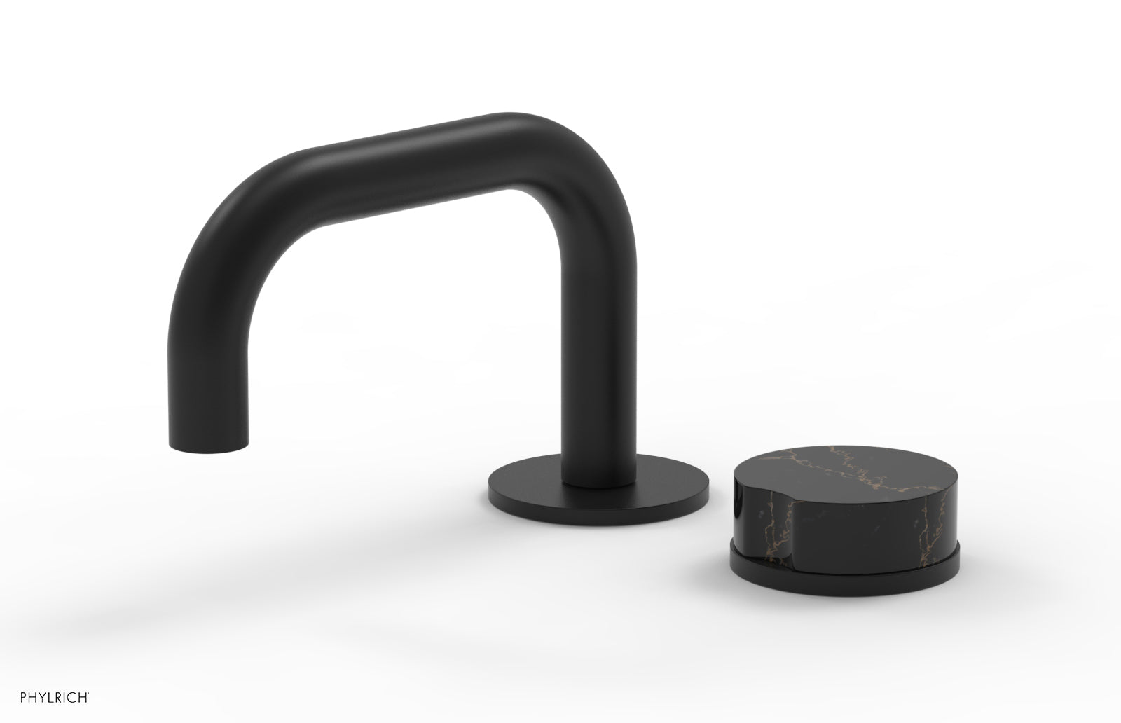 Phylrich CIRC - Single Handle Faucet - Low Spout, Marble Handle 250L-06 - Matte Black