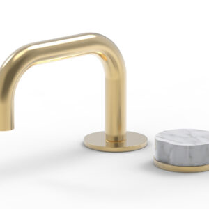 Phylrich CIRC – Single Handle Faucet – Low Spout, Marble Handle 250L-06 – Satin Brass