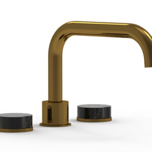 Phylrich CIRC – Deck Tub Set – Low Spout Marble Handles 250L-42 – French Brass