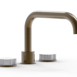 Phylrich CIRC – Deck Tub Set – Low Spout Marble Handles 250L-42 – Antique Brass