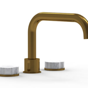 Phylrich CIRC – Deck Tub Set – Low Spout Marble Handles 250L-42 – French Brass