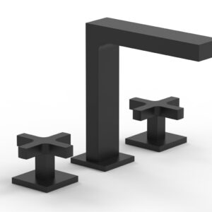 Phylrich CROI – Widespread Faucet – High Spout Cross Handles 255-01 – Matte Black
