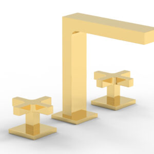 Phylrich CROI – Widespread Faucet – High Spout Cross Handles 255-01 – Polished Gold