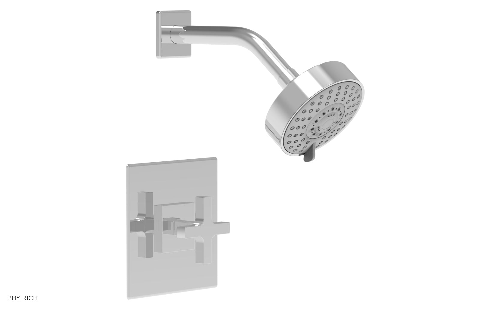 Phylrich CROI - Pressure Balance Shower Set - Cross Handle 255-21 - Polished Chrome