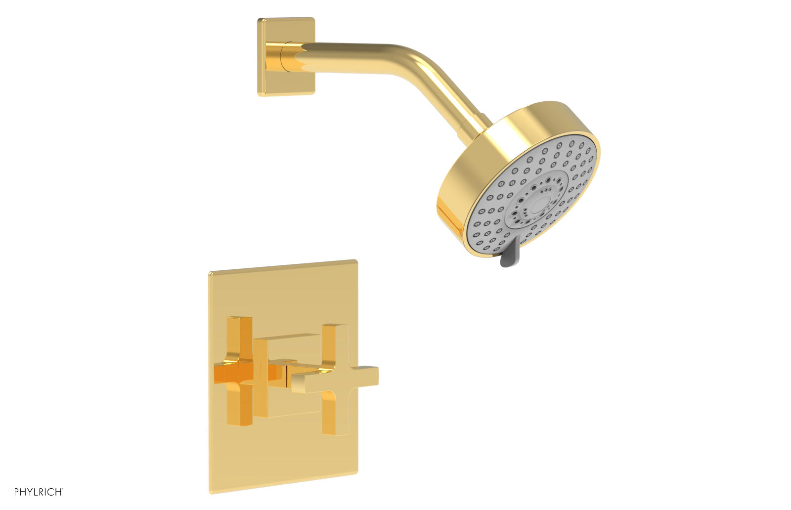 Phylrich CROI - Pressure Balance Shower Set - Cross Handle 255-21 - Polished Gold