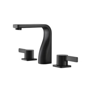 Isenberg Three Hole 8″ Widespread Two Handle Bathroom Faucet In Matte Black