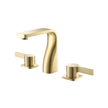Isenberg Three Hole 8" Widespread Two Handle Bathroom Faucet In Satin Brass