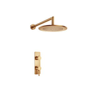 Flusso Single Output Shower Set With Shower Head And Arm In Brushed Bronze