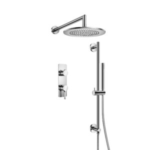 Flusso Two Output Shower Set With Shower Head, Hand Held And Slide Bar In Chrome
