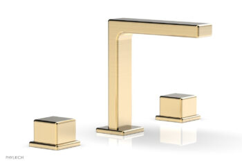Phylrich MIX Widespread Faucet - Cube Handles 6-3/4" Height 290-04 - Satin Brass