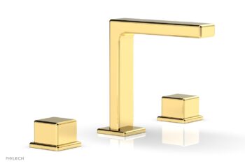 Phylrich MIX Widespread Faucet - Cube Handles 6-3/4" Height 290-04 - Polished Gold