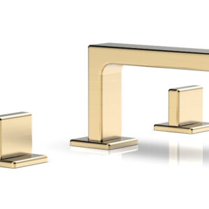 Phylrich MIX Widespread Faucet – Blade Handles 4-1/4″ Height 290L-01 – Satin Brass