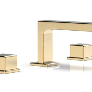 Phylrich MIX Widespread Faucet – Cube Handles 4-1/4″ Height 290L-04 – Satin Brass