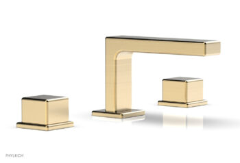 Phylrich MIX Widespread Faucet - Cube Handles 4-1/4" Height 290L-04 - Satin Brass