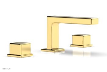 Phylrich MIX Widespread Faucet - Cube Handles 4-1/4" Height 290L-04 - Polished Gold