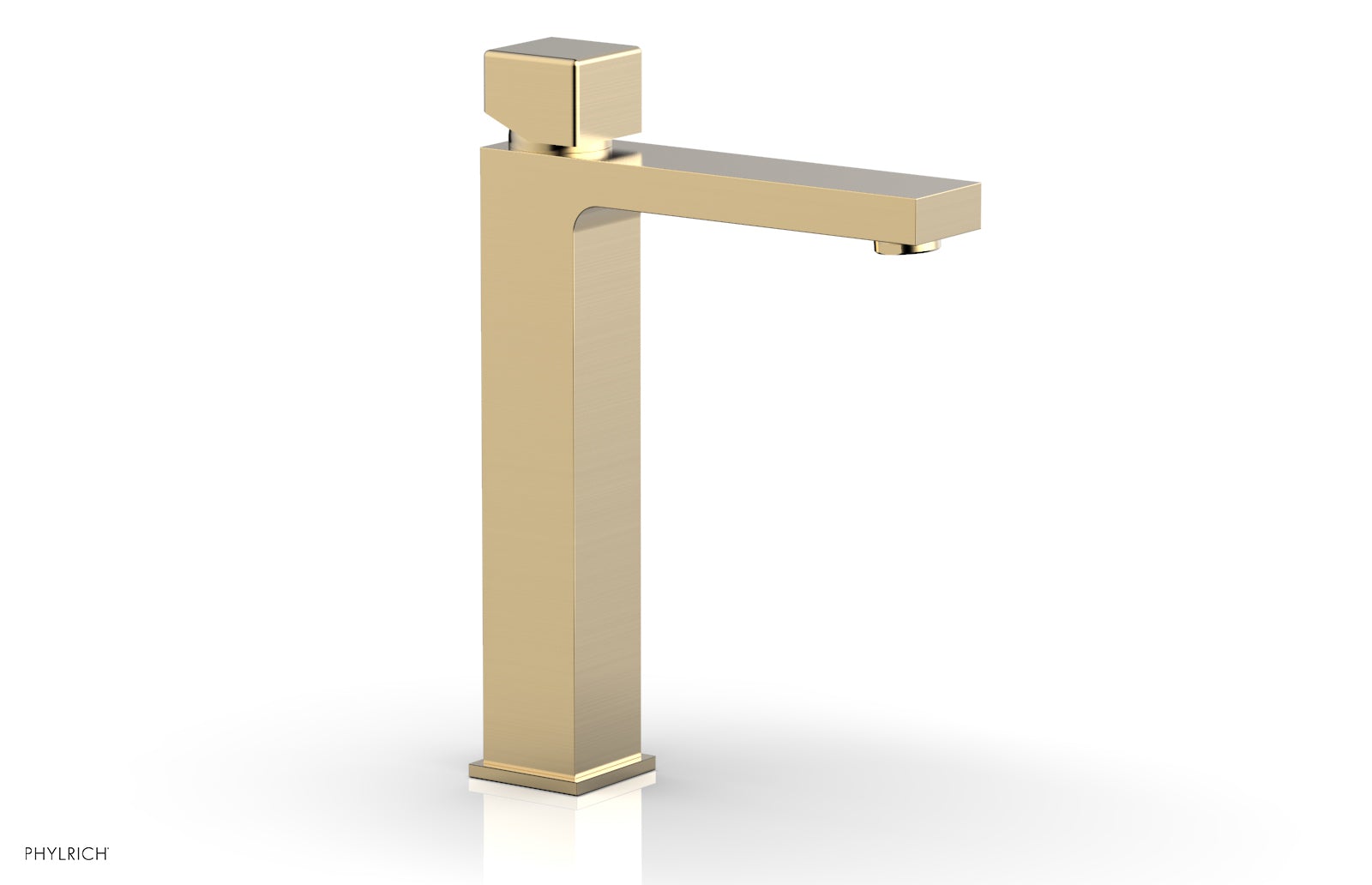 Phylrich MIX Single Hole Lavatory Faucet, Tall - Cube Handle 290T-08 - Satin Brass