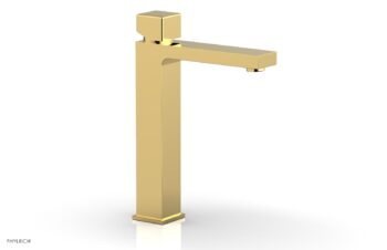 Phylrich MIX Single Hole Lavatory Faucet, Tall - Cube Handle 290T-08 - Polished Gold