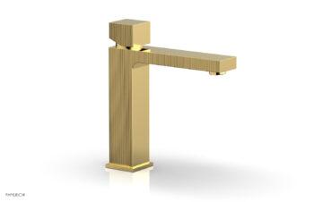 Phylrich STRIA Single Hole Lavatory Faucet, Cube Handle 291-08 - Polished Gold