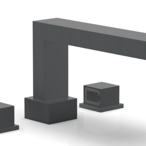 Phylrich STRIA Deck Tub Set Cube Handles 291-43 – Gun Metal