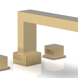 Phylrich STRIA Deck Tub Set Cube Handles 291-43 – Satin Brass