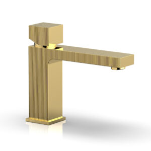 Phylrich STRIA Single Hole Lavatory Faucet, Low – Cube Handle 291L-08 – Polished Gold