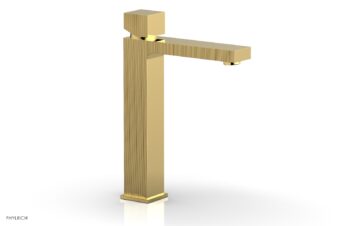 Phylrich STRIA Single Hole Lavatory Faucet, Tall - Cube Handle 291T-08 - Polished Gold