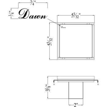 Dawn® Volga River Series - Square Shower Drain 5"L In Polished satin - Image 2
