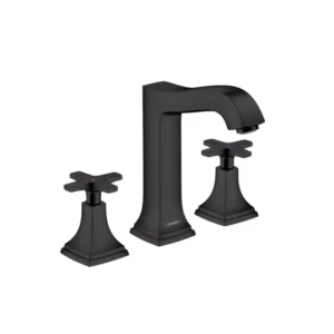 Hansgrohe Metropol Classic Widespread Faucet 160 with Cross Handles and Pop-Up Drain, 1.2 GPM in Matte Black