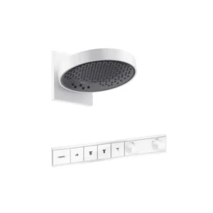Hansgrohe Rainfinity Showerhead 250 3-Jet, 1.75 GPM with RainSelect Thermostatic Trim for 4 Functions in Matte White