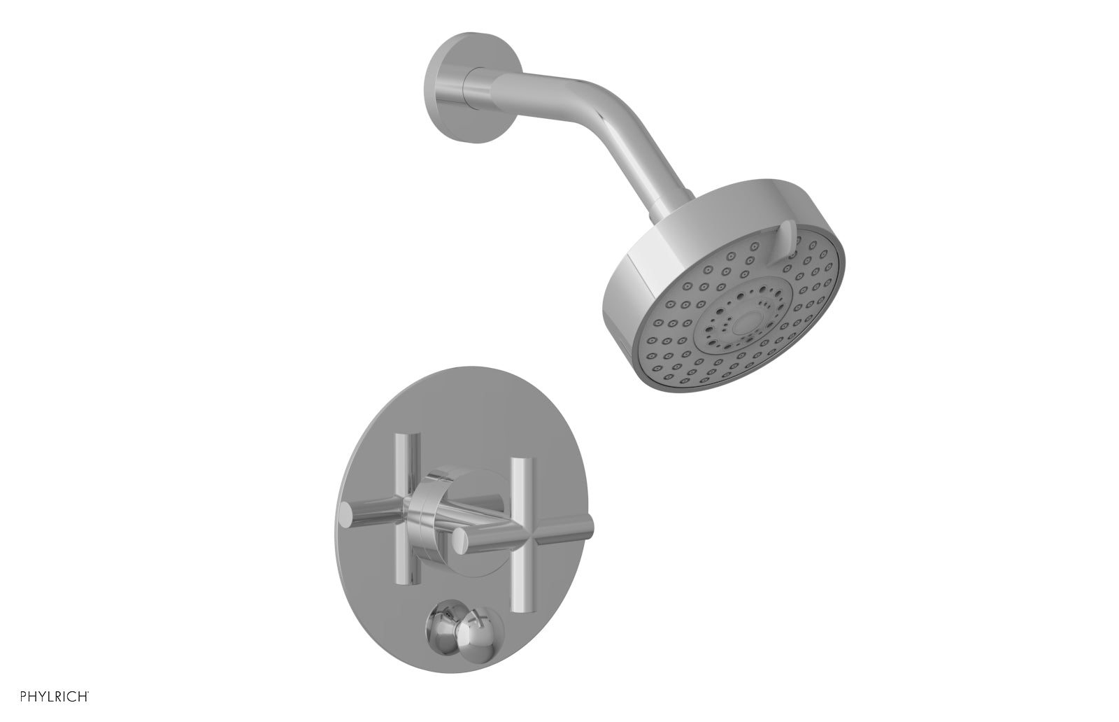 Phylrich TRANSITION - Pressure Balance Shower and Diverter Set (Less Spout), Cross Handle 4-087 - Polished Chrome