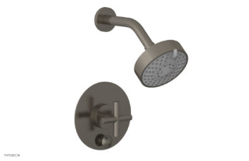 Phylrich TRANSITION - Pressure Balance Shower and Diverter Set (Less Spout), Cross Handle 4-087 - Pewter