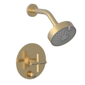 Phylrich TRANSITION – Pressure Balance Shower and Diverter Set (Less Spout), Cross Handle 4-087 – Satin Brass