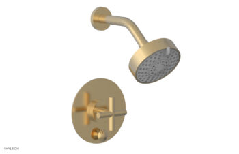 Phylrich TRANSITION - Pressure Balance Shower and Diverter Set (Less Spout), Cross Handle 4-087 - Satin Brass