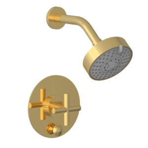 Phylrich TRANSITION – Pressure Balance Shower and Diverter Set (Less Spout), Cross Handle 4-087 – Polished Gold