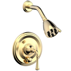 Phylrich COINED Pressure Balance Shower and Diverter Set (Less Spout), Lever Handle 4-150 – Satin Brass