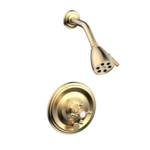 Phylrich HEX TRADITIONAL Pressure Balance Shower and Diverter Set (Less Spout) 4-151 – Satin Brass