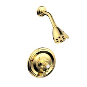 Phylrich HEX TRADITIONAL Pressure Balance Shower and Diverter Set (Less Spout) 4-151 – Polished Gold