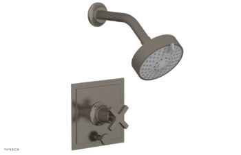 Phylrich HEX MODERN Pressure Balance Shower and Diverter Set - Cross Handle (Less Spout) 4-153 - Pewter