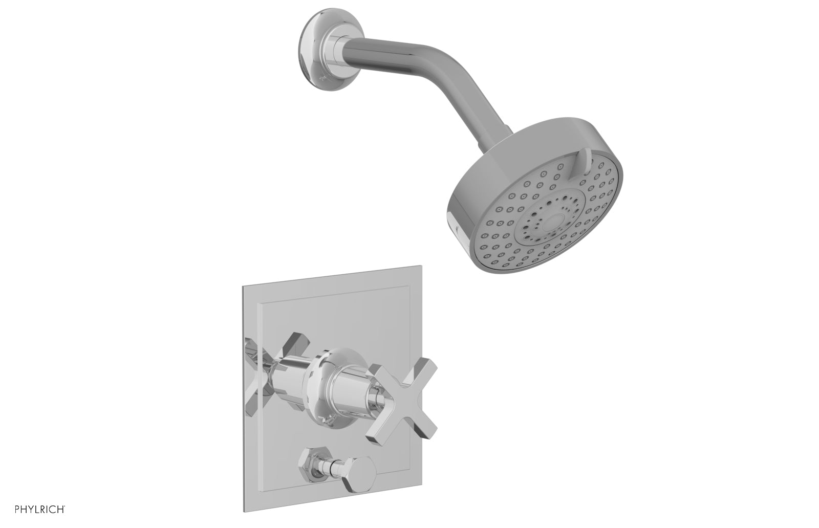 Phylrich HEX MODERN Pressure Balance Shower and Diverter Set - Cross Handle (Less Spout) 4-153 - Polished Chrome