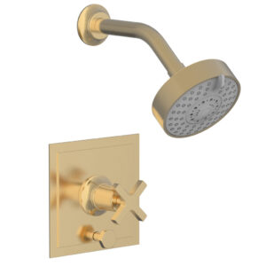 Phylrich HEX MODERN Pressure Balance Shower and Diverter Set – Cross Handle (Less Spout) 4-153 – Satin Brass