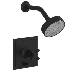 Phylrich HEX MODERN Pressure Balance Shower and Diverter Set – Cross Handle (Less Spout) 4-153 – Matte Black