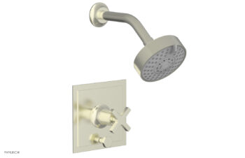 Phylrich HEX MODERN Pressure Balance Shower and Diverter Set - Cross Handle (Less Spout) 4-153 - Satin Nickel