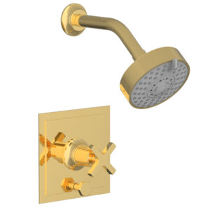 Phylrich HEX MODERN Pressure Balance Shower and Diverter Set – Cross Handle (Less Spout) 4-153 – Polished Gold