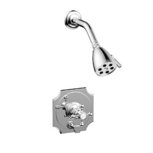 Phylrich HENRI Pressure Balance Shower and Diverter Set – Cross Handle (Less Spout) 4-161 – Polished Chrome