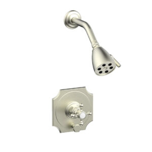Phylrich HENRI Pressure Balance Shower and Diverter Set – Cross Handle (Less Spout) 4-161 – Satin Nickel