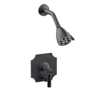 Phylrich HENRI Pressure Balance Shower and Diverter Set – Black Marble Handle (Less Spout) 4-163 – Gun Metal